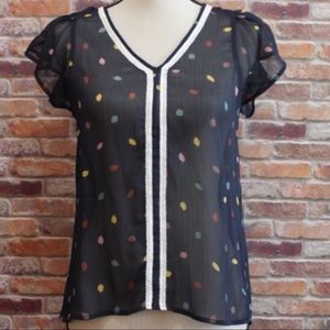 Maison Jules - Sheer V-neck top - size XS